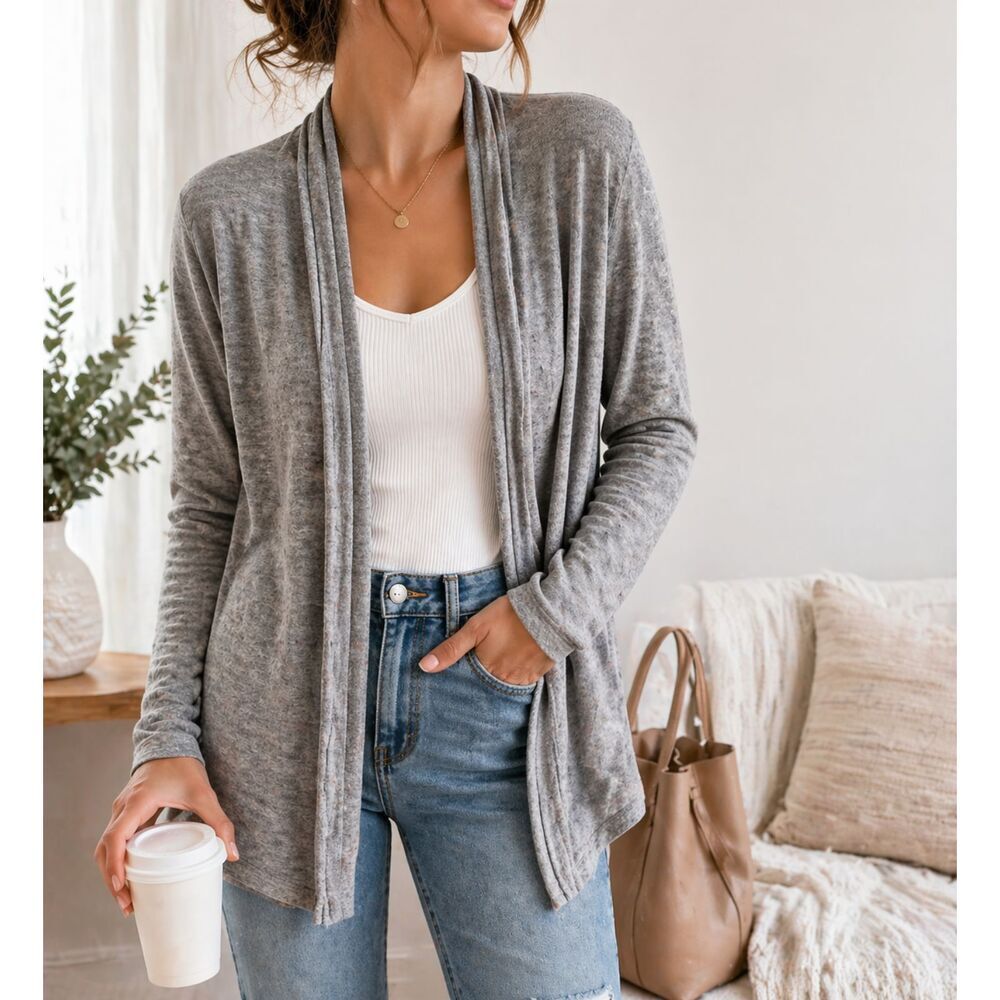 FREE W Bundle of 2+ Gray Open Front Cardigan Lightweight